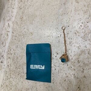 EFFY Bells Handbag Charm Collection Gold Tone Bell on Chain with Teal Crystal